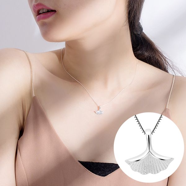 

leaf pendant necklace for women with s925 sterling silver chain necklace fashion jewelry accessories wholesale a008