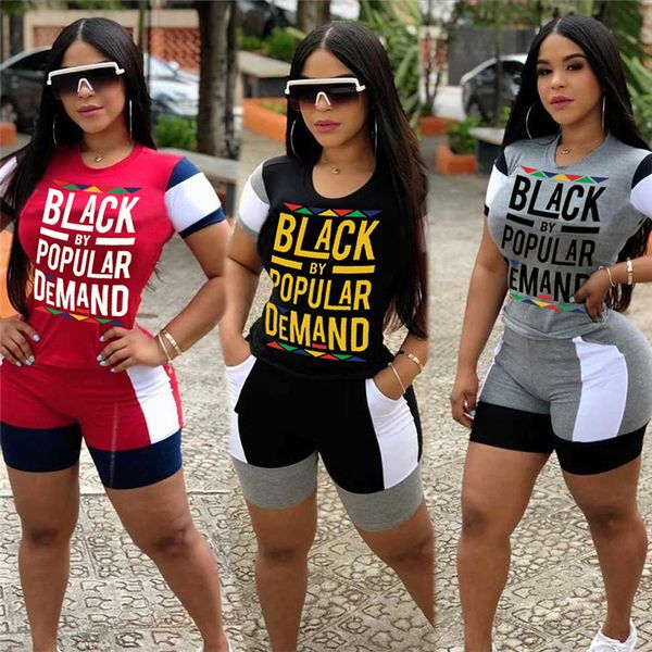 

женщины письмо printed tracksuit коротких рукава футболка шорты две шт набора эпикировка лоскутных цветов вскользь спортивный костюм 6 цвет, Gray