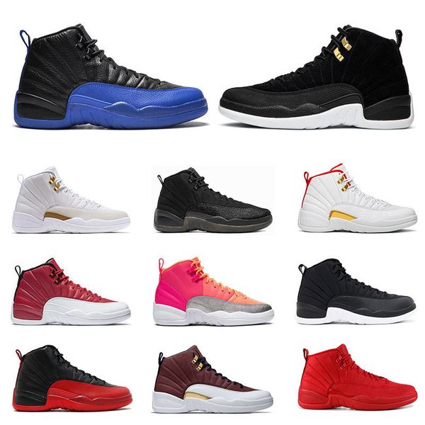 

new mens 12s basketball shoes game royal reverse taxi punch nylon gym red 12 flu game taxi sports sneaker trainers size 7-13