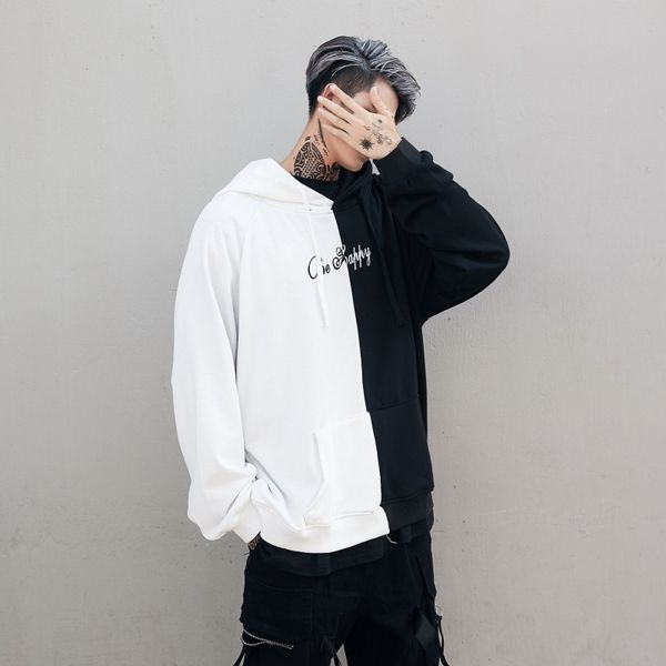 

graffiti smiley face devil black and white mosaic sweater men hip-hop bboy loose couple hoodie coat tide
