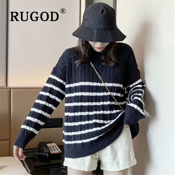 

rugod vintage stripe school sweater jumper knitwear knitted pullover plus size korean style winter for women fall 2019, White;black
