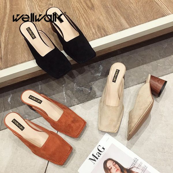 ladies block heel mules