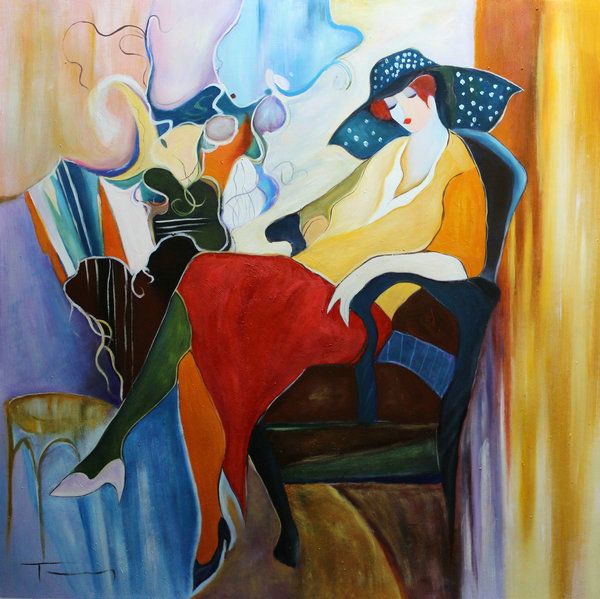 

itzchak tarkay nouvelles фигурация главная произведения искусства современный портрет сеньоры ручной работы картина маслом на холсте вогнута