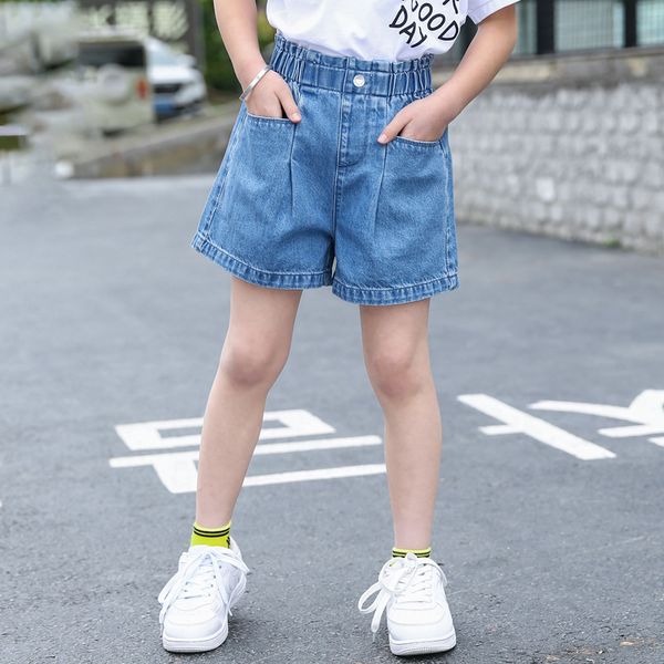 

fashion kids girl short jeans pants korean children denim shorts big girls clothes summer loose short trousers for teenage 4-13y y200704, Black