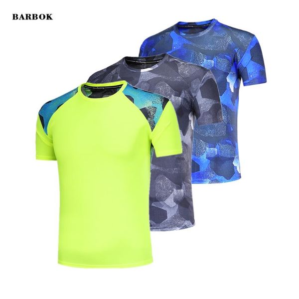 

barbok men's gym shirt sport t shirt short sleeves running men workout training tees fitness sport t-shirt quick dry, Black;blue
