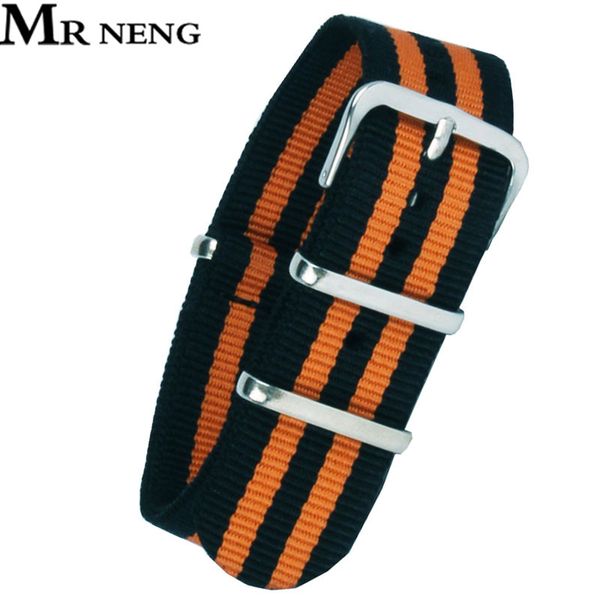 

18 20 22 24 mm multi color black orange army sports nato fabric nylon watchbands watch strap accessories bands buckle belt 22mm, Black;brown