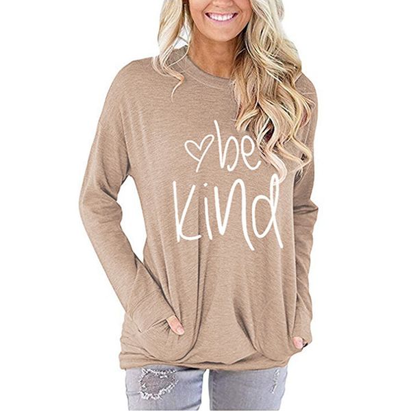 

spring womens solid tshirts long sleeve letter printed designer ladies tees crew neck fashion female with pockets, White