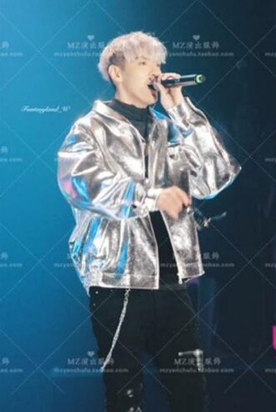 

xs-5xl 2018 new men's women singer fashion hiphop dj ds silver shiny leather jacket bar stage costumes plus size clothing, Black