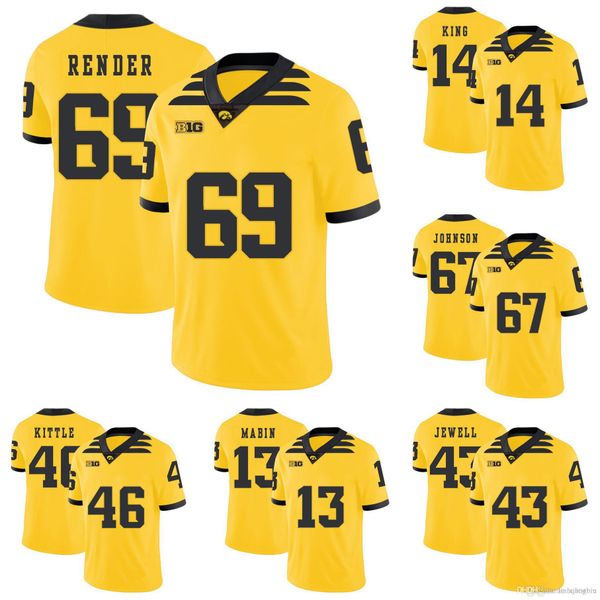 

desmond king stitched men's iowa hawkeyes josey jewell jaleel johnson henry mabin george kittle yellow college football jersey, Black