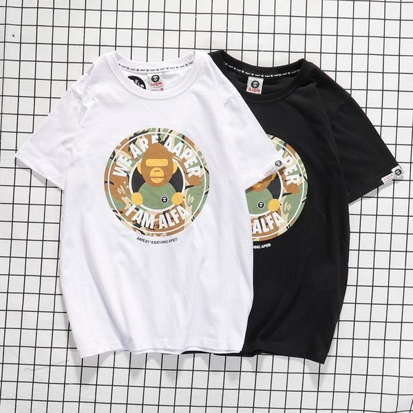 

designer mens t shirts street tide brand ins personality clown print hip hop summer short sleeve c6048, White;black