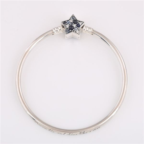 

new 925 sterling silver bracelet diy charm original moments bright blue star clasp bangle, Black