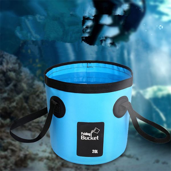 

outdoor beach water breaker 12l-20l summer travel waterproof bucket foldable fishing pail pvc portable dry storage