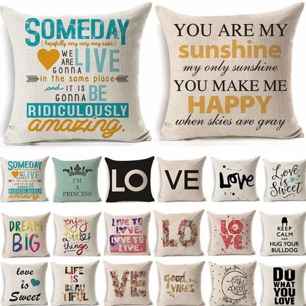

письмо белье хлопок подушка обложка красочная любовь домашний декор диван декоративные наволочки бросьте подушки украшение pillowcover 40221