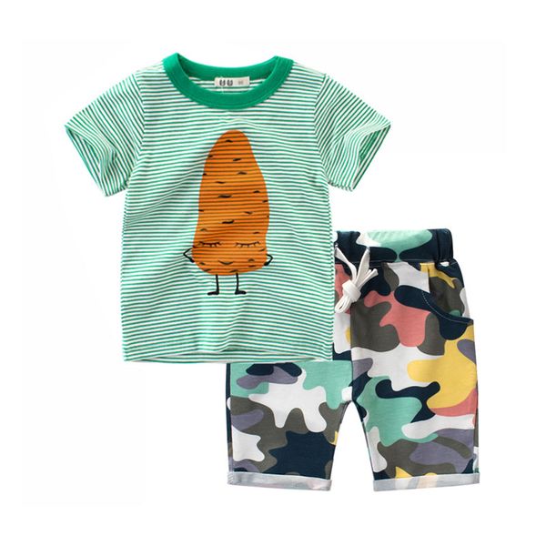 

2020 kids clothes for boys cotton short sleeve 2pcs baby children clothing sets 2 3 4 5 6 7 8 year kids shorts and t shirt set, White