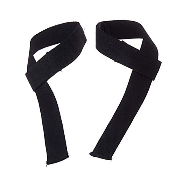 

2 black wear-resistant neoprene-padded weight lifting straps wrist wraps no-slip