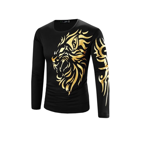 

2016 men t shirts casual brand round neck dragon print long sleeve cotton casual t-shirt men size m-3xl, White;black