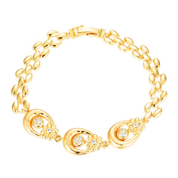 

fashion women bracelet laser flower gold color cz charm bangles jewelry wedding gifts, Black