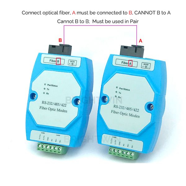 Modem da RS485 a fibra ottica Porta seriale RS232 Modulo ricetrasmettitore da RS422 a SC Ricetrasmettitore ottico monomodale con adattamento automatico