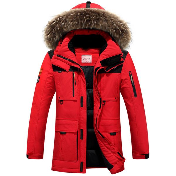 

boollili plus size european style fashion parka men 100% natural raccoon fur collar hooded down coat 2020 winter jacket men coat, Black