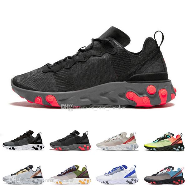 

wholesale react element 87 55 solar red dark grey men women running shoes university red royal tint mens trainers sports designer sneakers, White;red
