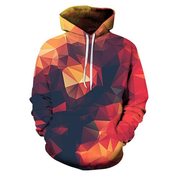 

3d hooded sweatshirt colorful triangle combination print men/women spacegalaxy pul loverhoodies sweatshirts hoodie sweatshirt, Black
