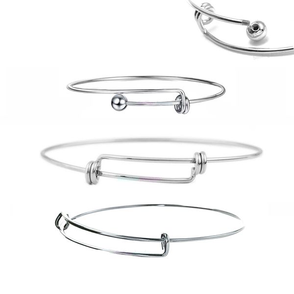 

10pcs fashion wire copper / stainless steel metal expandable bracelet base adjustable blank bangle diy charm bracelets & bangles, Black
