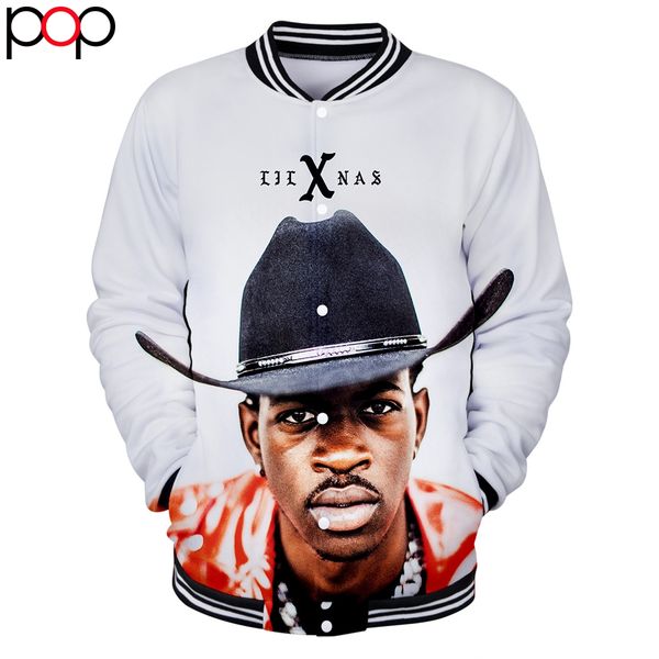 

3d 2019 new lil nas x harajuku baseball jacket sweatshirts women/men winter casual hoodies kpop college style plus zise 4xl, Black