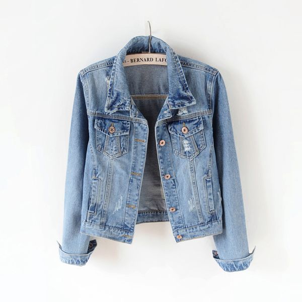 

selling fashionable jean jacket female new brief paragraph cultivate one's morality show thin students long sleeve in the spring, Black;brown
