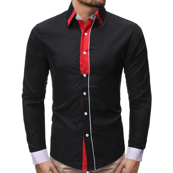 

men's casual shirt slim fit men's casual button down shirt long sleeve formal dress shirts men male clothing camisa, White;black