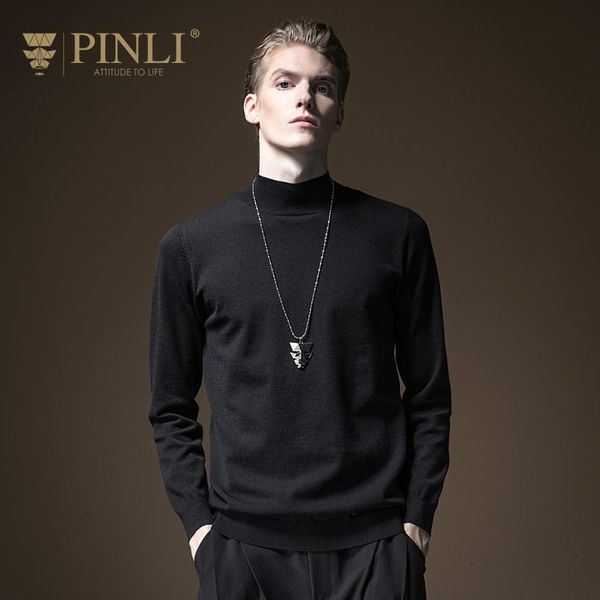 

agasalho masculino rushed  long mens pinli fall 2019 new men's half-high-collar slim knitted sweater pullover b193310374, White;black