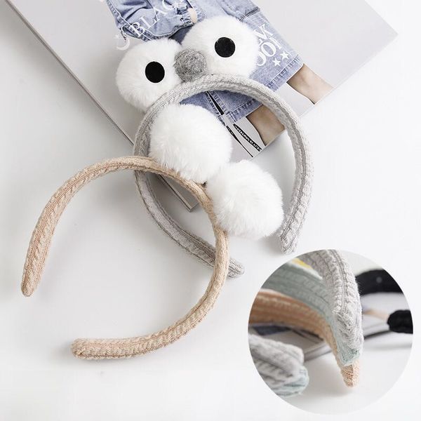 

korean version of the cartoon cute girl creative coral velvet big eyes hairpin ladies makeup face wash headband hair accessories, Slivery;white