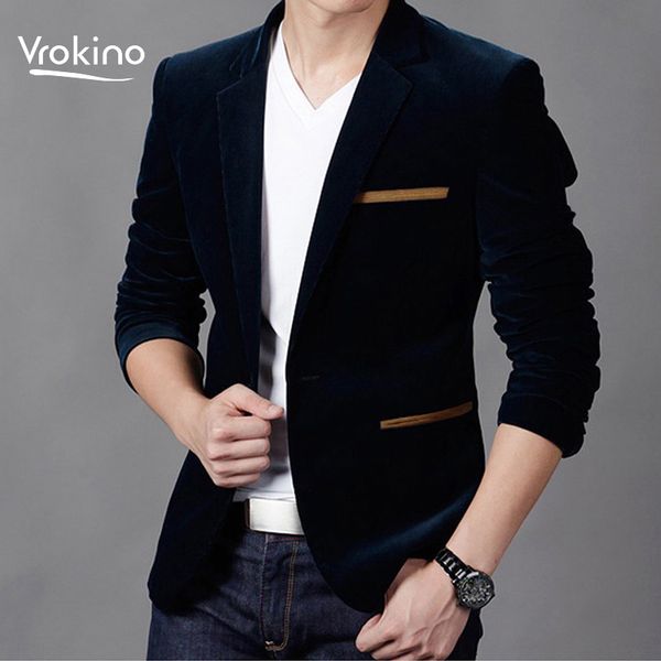 

vrokino brand 2019 spring and autumn blazer business fashion luxurious cotton slim fit men suit jacket dropshipping, White;black