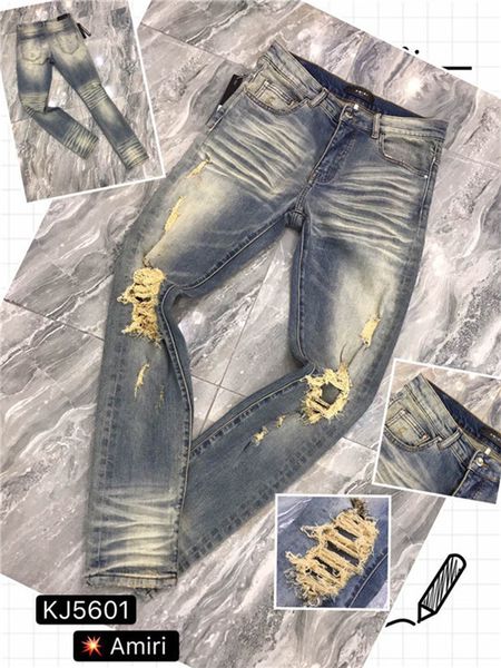 

wholesale- new night club button biker jeans men hole denim blue ripped jeans distressed trousers cotton plus pants05