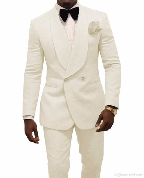 

men wedding suits 2020 ivory double breasted men suits slim fit groom tuxedos groomsman blazer suits for men 2 piece, Black;gray