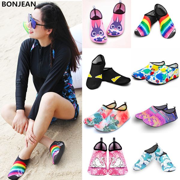

men women water shoes swimming socks printing color summer aqua beach sneakers seaside sneaker socks slippers for men women