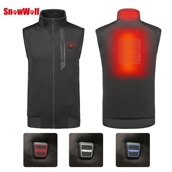

snowwolf 2019 men winter outdoor usb infrared heating vest jacket electric thermal waistcoat clothing hunting fishing vest, Gray;blue