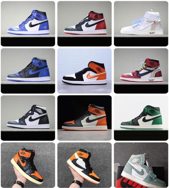 

2020 platform retro aj1 aj 1 air quality sneakers men women fly basketball sneakers chaussures shattered backboard #598gujv#, Black