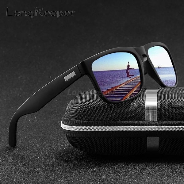

longkeeper square polarized sunglasses mens uv400 mirror lens sun glasses women brand design sport driving goggles, White;black