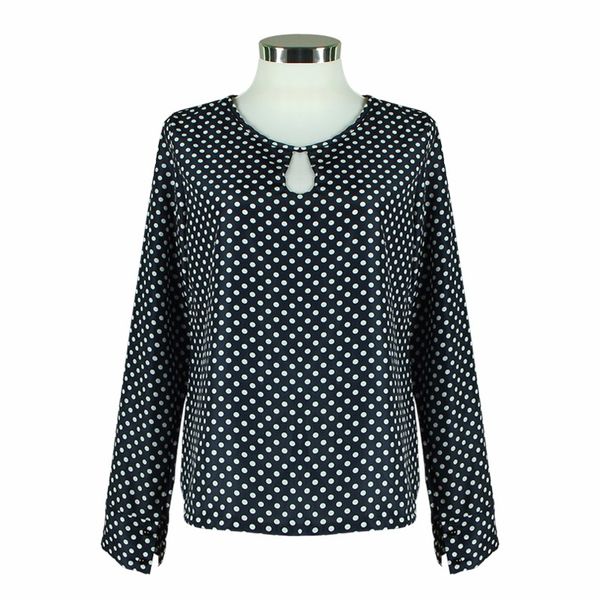 

2019 long sleeve slit open women blouse chiffon hollow casual shirts plus size women blusas mujer polka dots shirt top, White