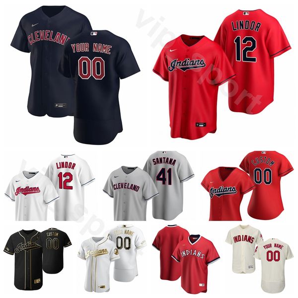 

2020 baseball 2 yu chang jersey 10 jake bauers 32 franmil reyes 12 francisco lindor 41 carlos santana custom name number team, Blue;black