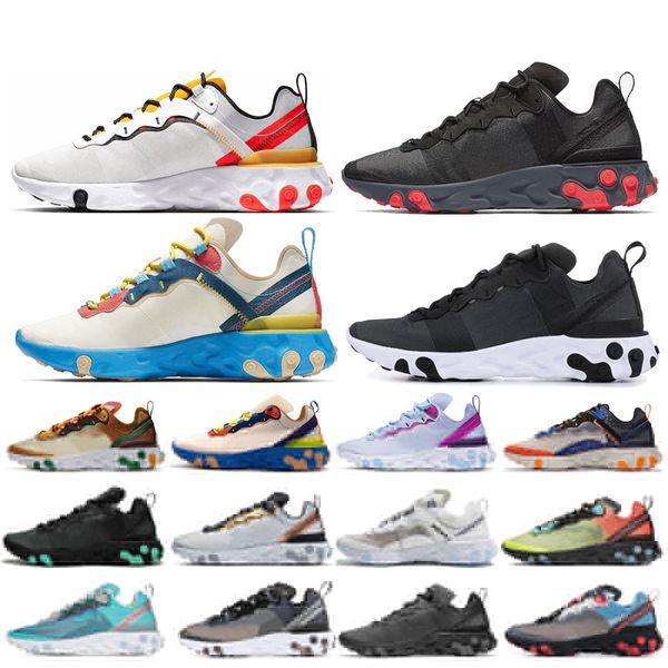 

new react element 87 55 running shoes for men women tour yellow anthracite triple black metallic gold mens trainers sports sneaker runner
