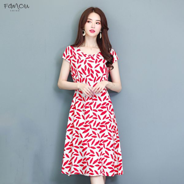 

Womens Summer Dresses New Middle-Aged 2019 Fashion Print Dress Casual Short Sleeve Plus Size Long Dress Vestidos