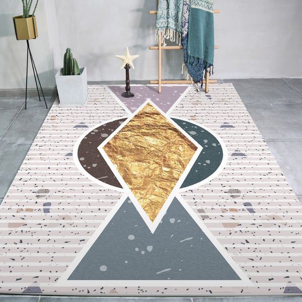 

nordic style abstract art carpets for living room bedroom area rugs golden geometric 3d printed carpet coffee table floor mats