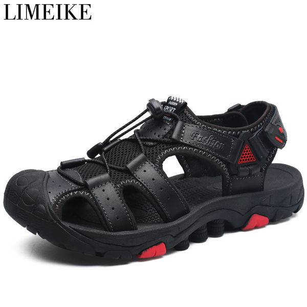 

2020 classic men's sandals summer soft sandals comfortable men shoes genuine leather big size soft outdoor men roman san, Black