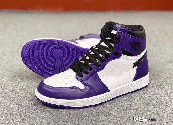 

К 2020 году новые аутентичные воздуха 1 ретро высокой О. Г. суд фиолетовый баскетбол обувь белый черный кроссовки спортивные с оригинальной коробке 555088-500