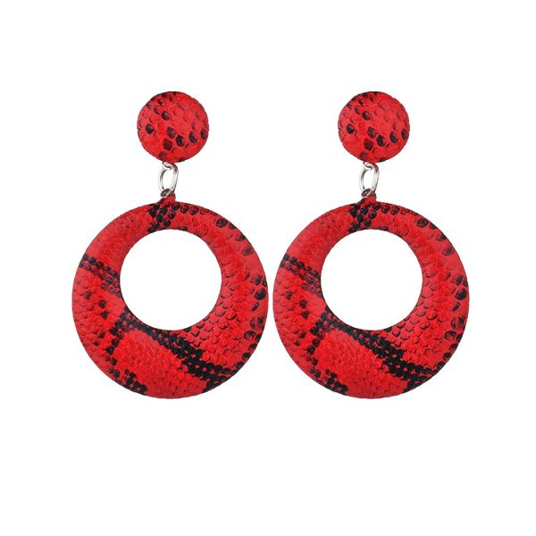 

europe and exaggerated personality snake earrings fashion leopard round red tide models pu creative network earrings korean earring, Golden;silver