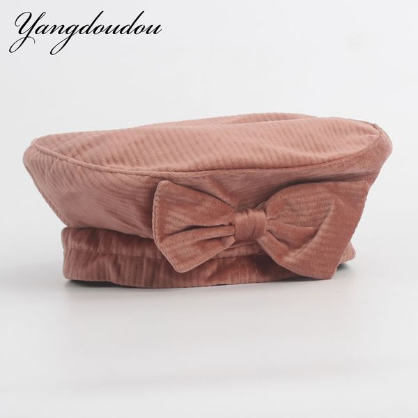 

yangdoudou осень зима новая мода берет золото velvet лук берет solid wild painter hat elegent аксессуары оптом, Blue;gray