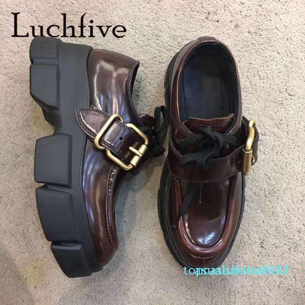 

плоский платформа oxfords дамы пряжки ремень высота увеличение мокасины обувь женщины повседневная мокасины t12, Black