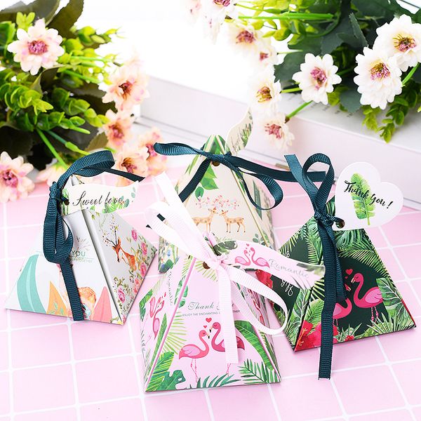 

5pcs/set gift bag with ribbon paper box wedding birthday party candy box festival supplies gift