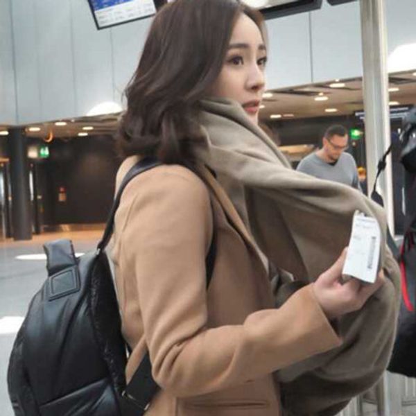 

wholesale-european and american autumn and winter new cashmere scarf women pure color neck men's plaid cape thick warm, Blue;gray